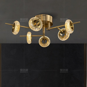 Brass light luxury ceiling light postmodern minimalist LED household glass bedroom room lighting fixtures