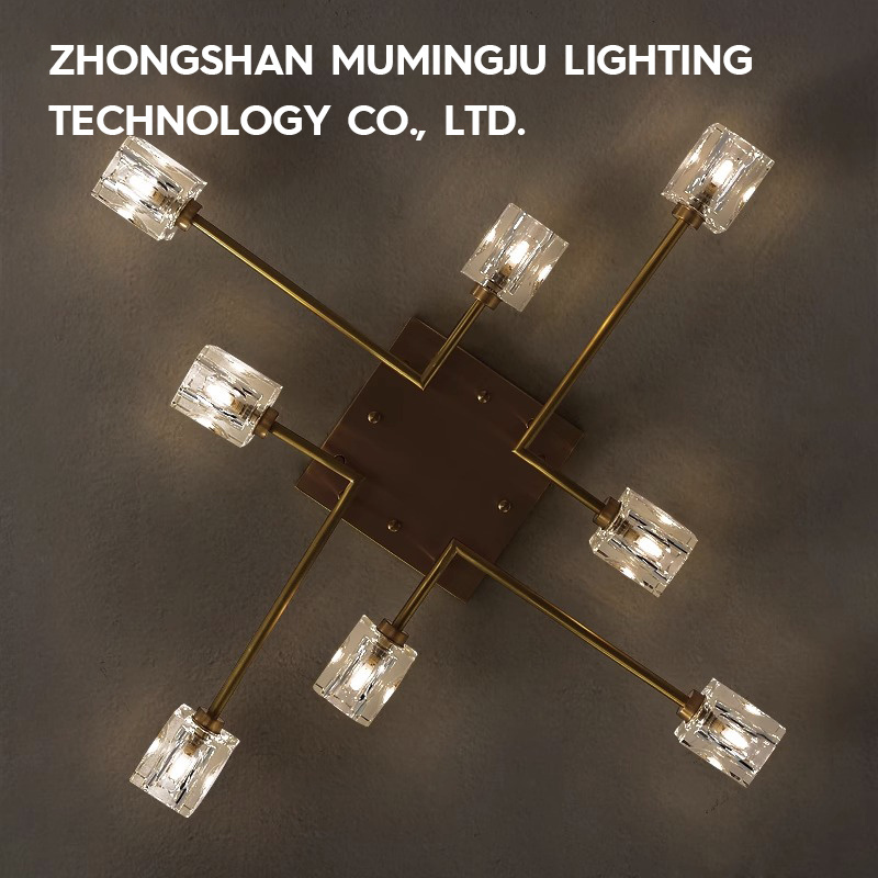 Modern and minimalist LED crystal ceiling light, luxurious and high-quality brass gold household bedroom ceiling lighting