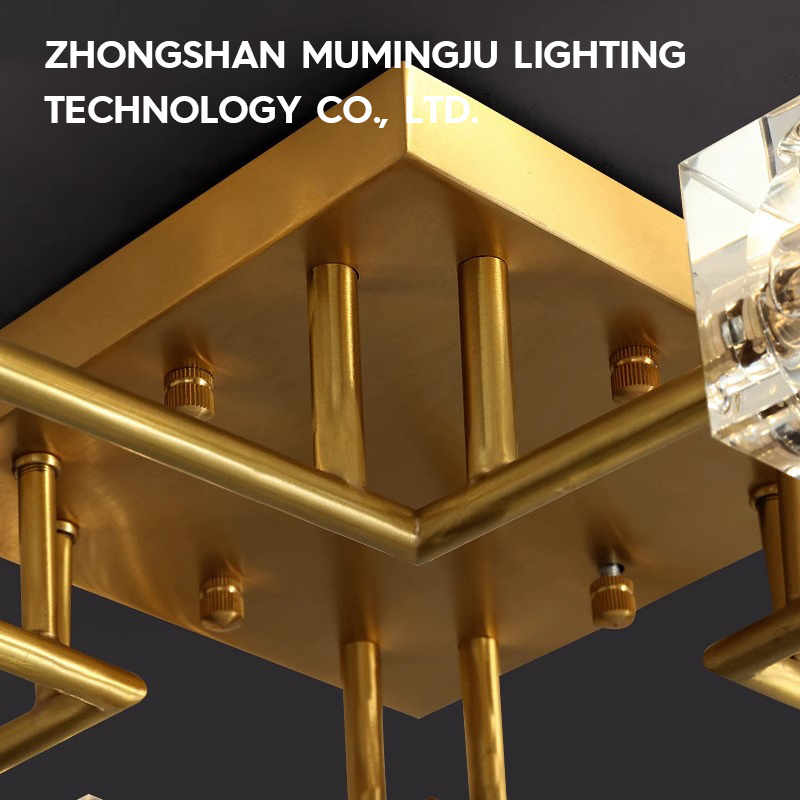 Modern and minimalist LED crystal ceiling light, luxurious and high-quality brass gold household bedroom ceiling lighting