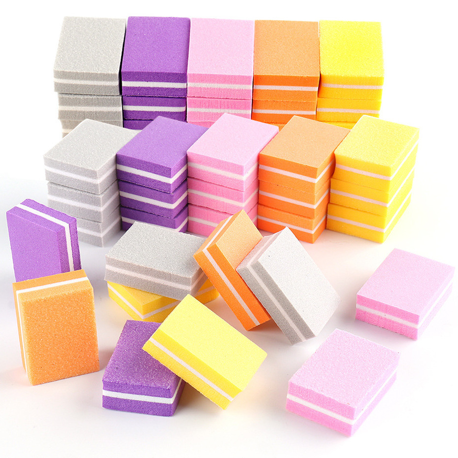 Mini Sponge Nail File Blocks 100/180 Colorful Sandpaper Polishing Sanding Buffer Strips Double-sided Manicure Tools Set