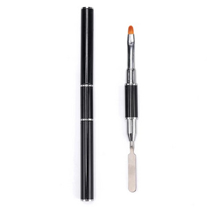 Dual Color Mixing Glue Embossing Pen 2-in-1 Design Nail Brush and Stainless Steel Gel Nail Brush