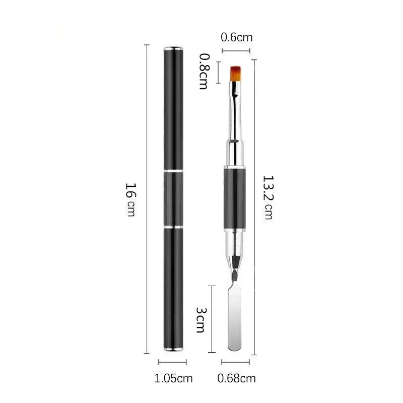 Dual Color Mixing Glue Embossing Pen 2-in-1 Design Nail Brush and Stainless Steel Gel Nail Brush