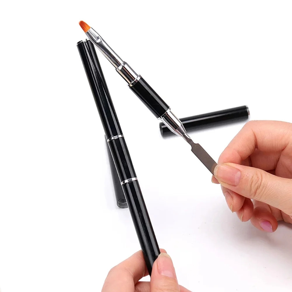 Dual Color Mixing Glue Embossing Pen 2-in-1 Design Nail Brush and Stainless Steel Gel Nail Brush