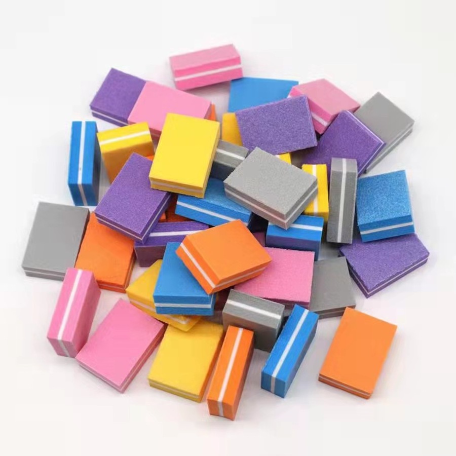 Mini Sponge Nail File Blocks 100/180 Colorful Sandpaper Polishing Sanding Buffer Strips Double-sided Manicure Tools Set