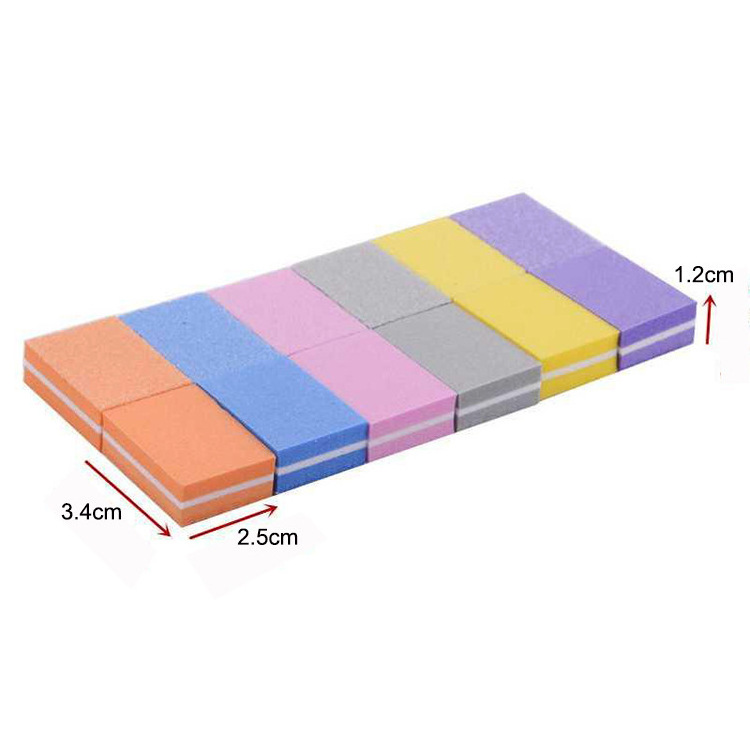 Mini Sponge Nail File Blocks 100/180 Colorful Sandpaper Polishing Sanding Buffer Strips Double-sided Manicure Tools Set