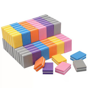 Mini Sponge Nail File Blocks 100/180 Colorful Sandpaper Polishing Sanding Buffer Strips Double-sided Manicure Tools Set