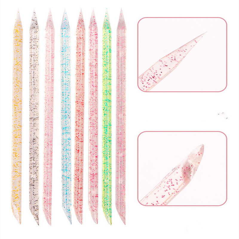 100Pcs Reusable Crystal Manicure Stick Double Sided Nail Art Cuticle Pusher Remover Tool Pedicure Nails Care