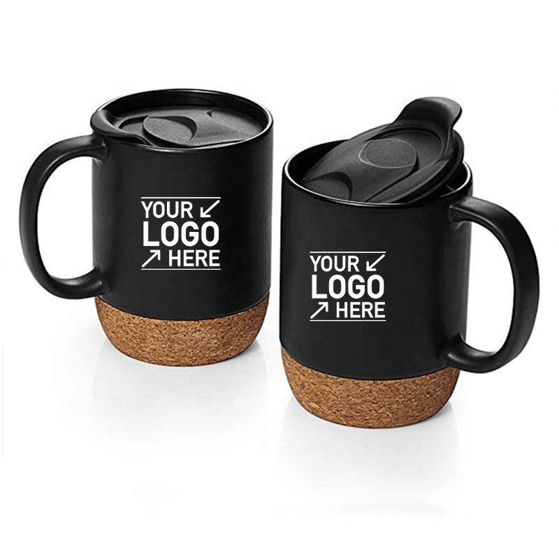 Cheap 15oz Mug Sublimation Custom Logo Matte Plain White Black Ceramic Coffee Mug With Cork Base Bottom Matte Tea Cup With Lid