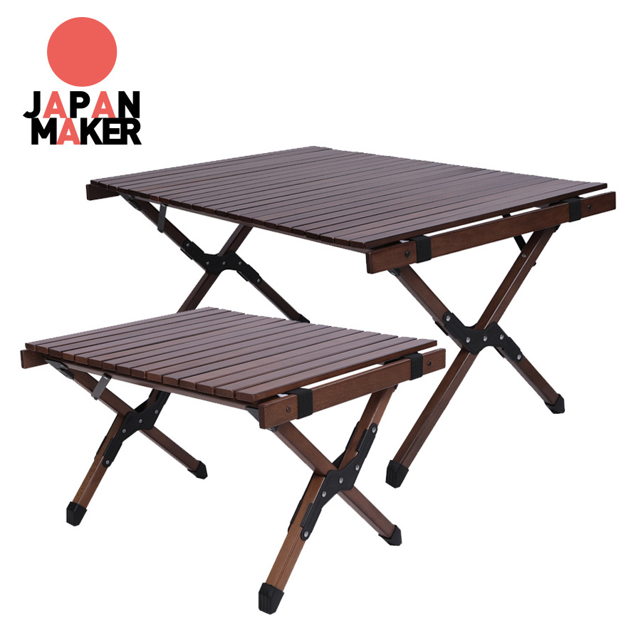 Wood Folding Camping Beach Picnic Roll Top Table