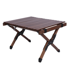 Wood Folding Camping Beach Picnic Roll Top Table