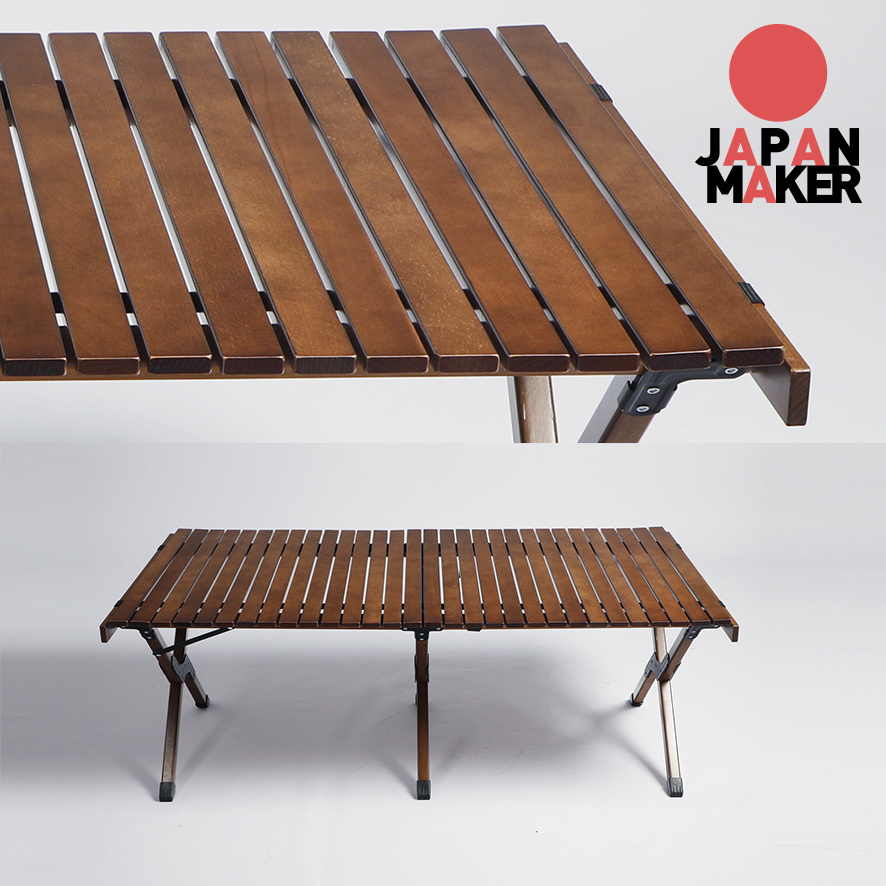 Wood Folding Camping Beach Picnic Roll Top Table