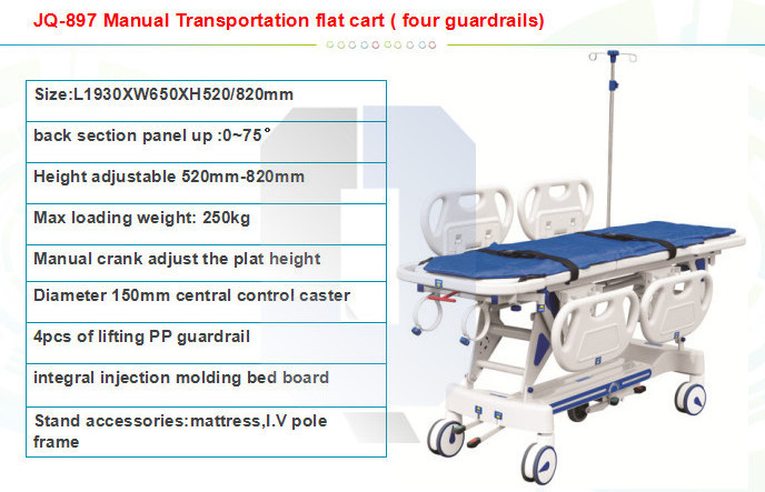 JQ-897 Emergency rescue manuel stretcher, Ambulance used Mobile patient Transportation stretcher