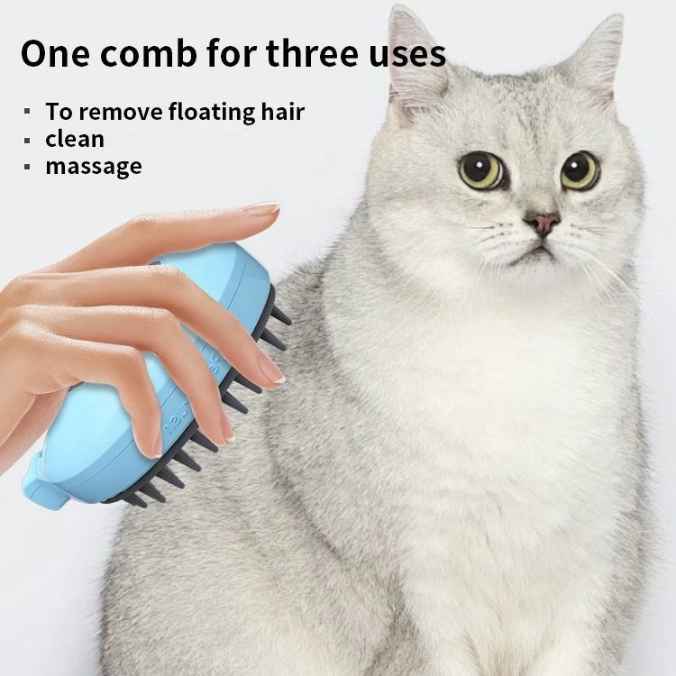 3 In 1 Self Cleaning Grooming Hair Whale Shape Pet Comb Steamy Self Cleansing Silicone Cat Steam Brush