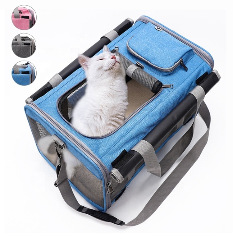 Airline Approved Folding Outdoor Portable Removable Collapsible Steel Frame Travel Cat Dog Carrier Crate Kennel Animal Cage