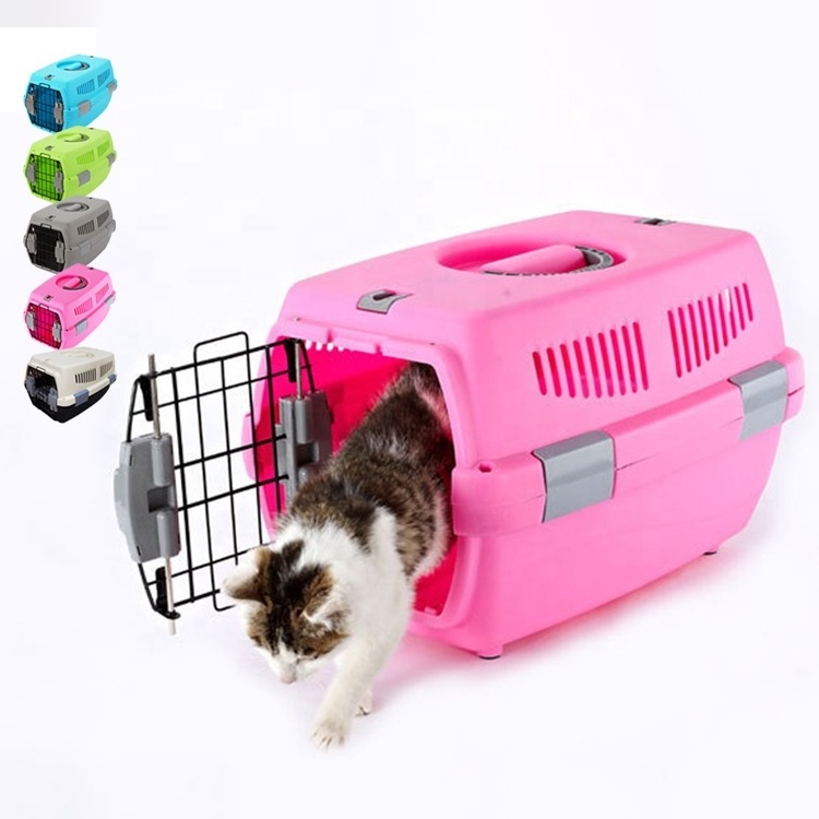 Airline Approved Portable Dog Carrier Crate Plastic Large Air Travel Kennel On Wheels Cat Pet Cages Houses