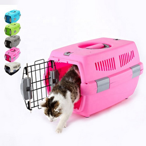 Airline Approved Portable Dog Carrier Crate Plastic Large Air Travel Kennel On Wheels Cat Pet Cages Houses