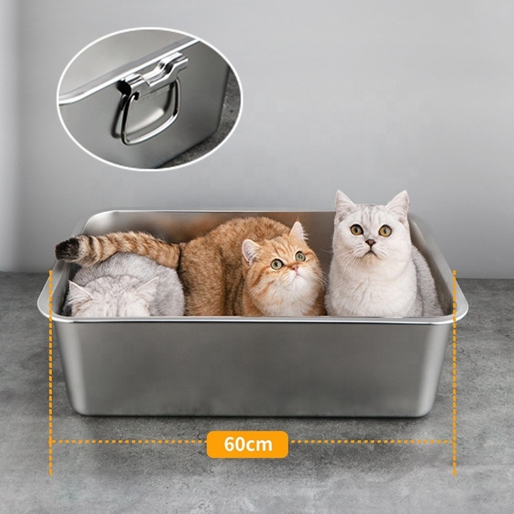 Top Seller Eco-Friendly Non-slip Metal Pet Self Cleaning Pan Big Size Stainless Steel Cat Litter Box