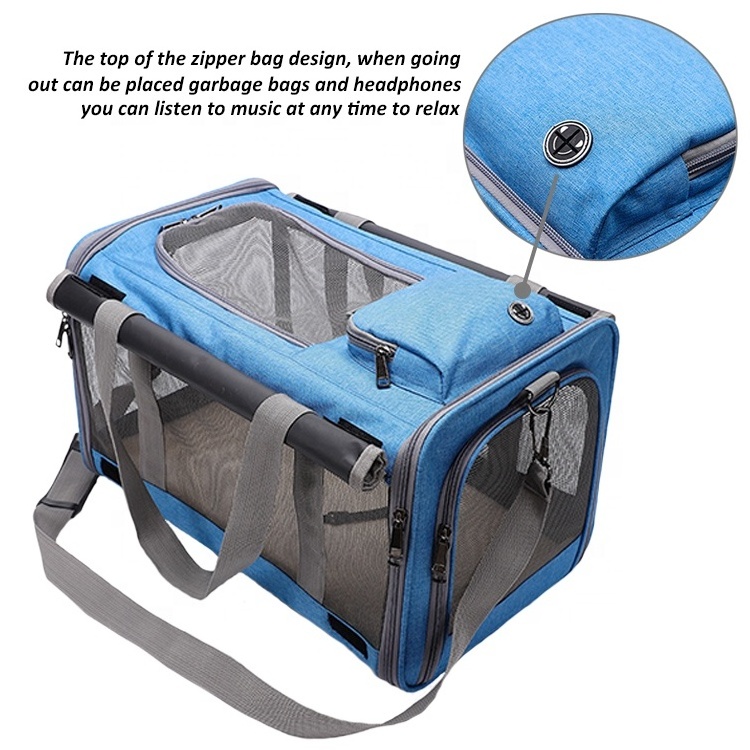 Airline Approved Folding Outdoor Portable Removable Collapsible Steel Frame Travel Cat Dog Carrier Crate Kennel Animal Cage