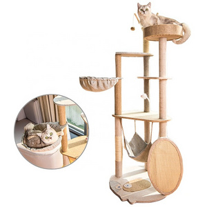 Modern Luxury Sisal Frameodern Wood Style Pet Tower Cat House Large Tall Cat Tree For Big Cats