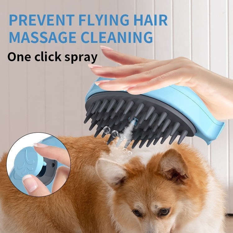 3 In 1 Self Cleaning Grooming Hair Whale Shape Pet Comb Steamy Self Cleansing Silicone Cat Steam Brush