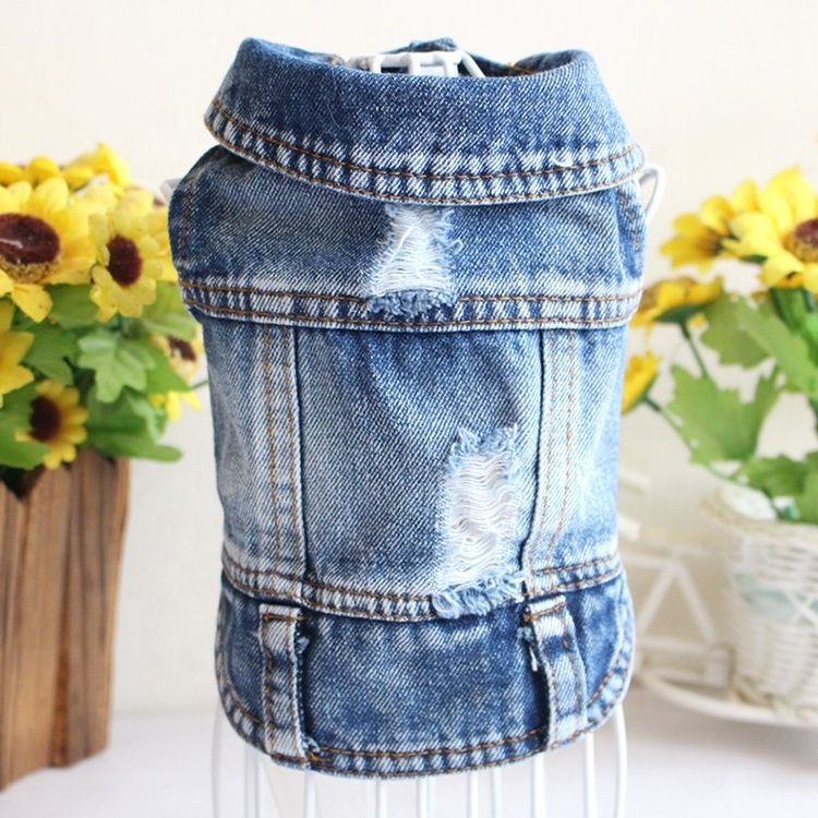 Summer Spring Autumn Fashion Solid Blue Jean Puppy Clothes Vest Small Denim Dog Pet Jacket