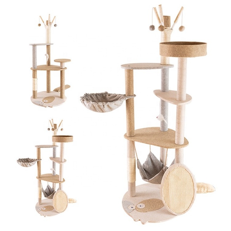 Modern Luxury Sisal Frameodern Wood Style Pet Tower Cat House Large Tall Cat Tree For Big Cats