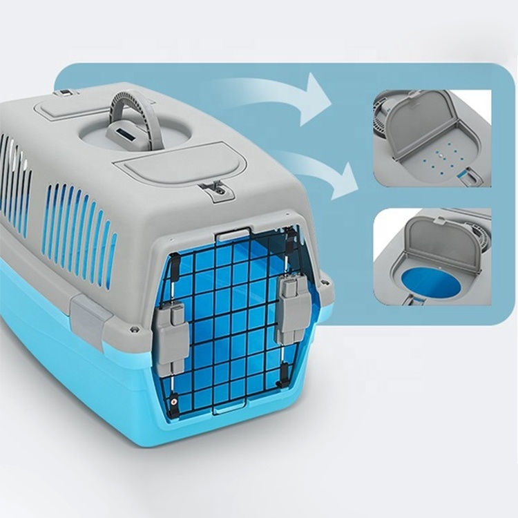 Airline Transport Tray Plastic Box Carrier Luxury Large Crate Kennel On Wheel Pet Travel Carrier Dog Cat Cage