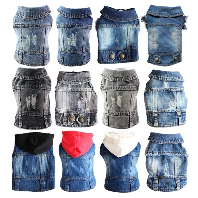 Summer Spring Autumn Fashion Solid Blue Jean Puppy Clothes Vest Small Denim Dog Pet Jacket