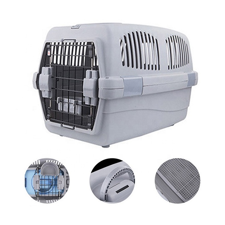 Airline Approved Portable Dog Carrier Crate Plastic Large Air Travel Kennel On Wheels Cat Pet Cages Houses