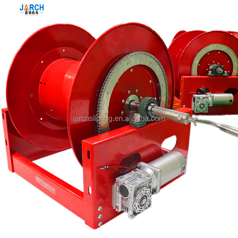 Hydraulic heavy duty cable reel drum 1/4 3/8 fuel water air food stainless steel hose reels 200ft with gear motor and pipe guide