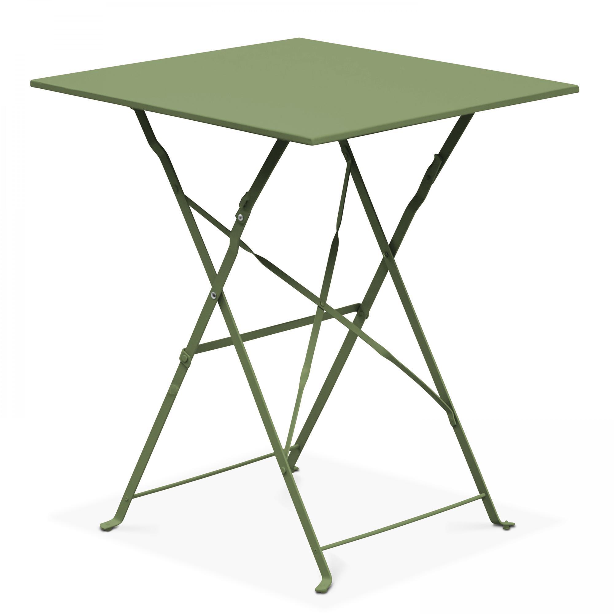 3 Pieces Patio Bistro Set Steel Folding Table and Chairs Folding Outdoor Patio Furniture Sets for Lawn Yard Bistro Balcony Green