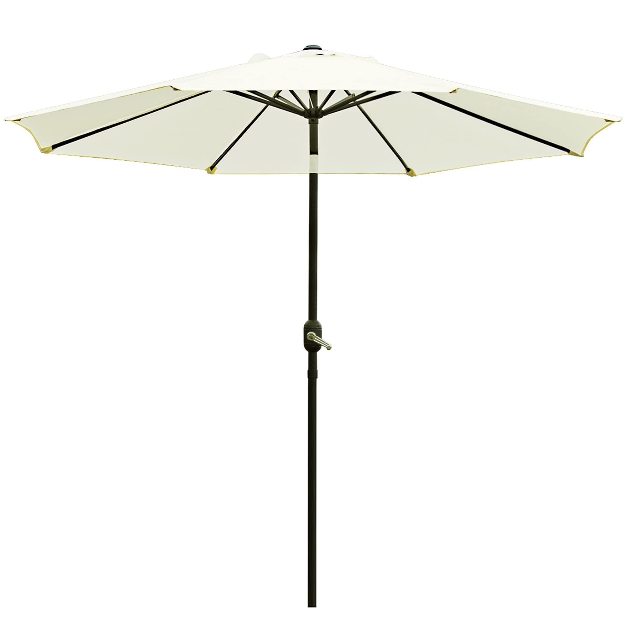 9ft Patio Parasol Market Outdoor Table Umbrella with Push Button Tilt and Crank for Garden Lawn Backyard Pool 8 Sturdy Steel Rib