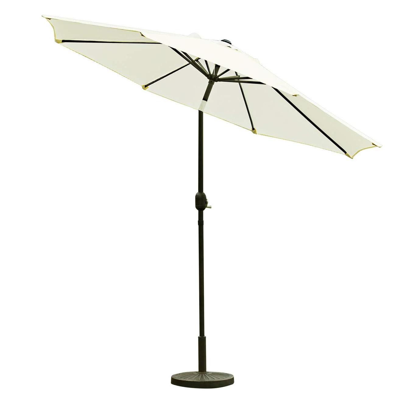 9ft Patio Parasol Market Outdoor Table Umbrella with Push Button Tilt and Crank for Garden Lawn Backyard Pool 8 Sturdy Steel Rib