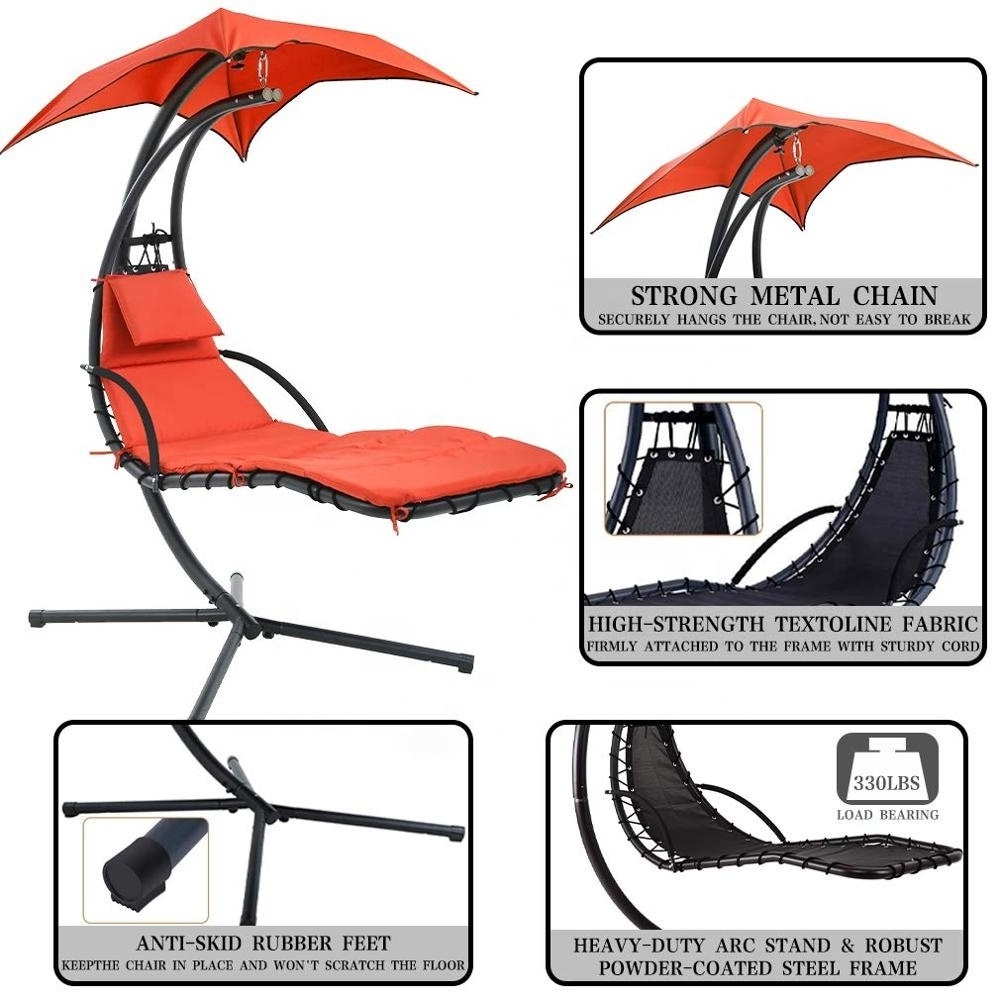 Hot Sale Hanging Outdoor Hanging Chaise Lounger Patio Swing Hammock Chair With Canopy