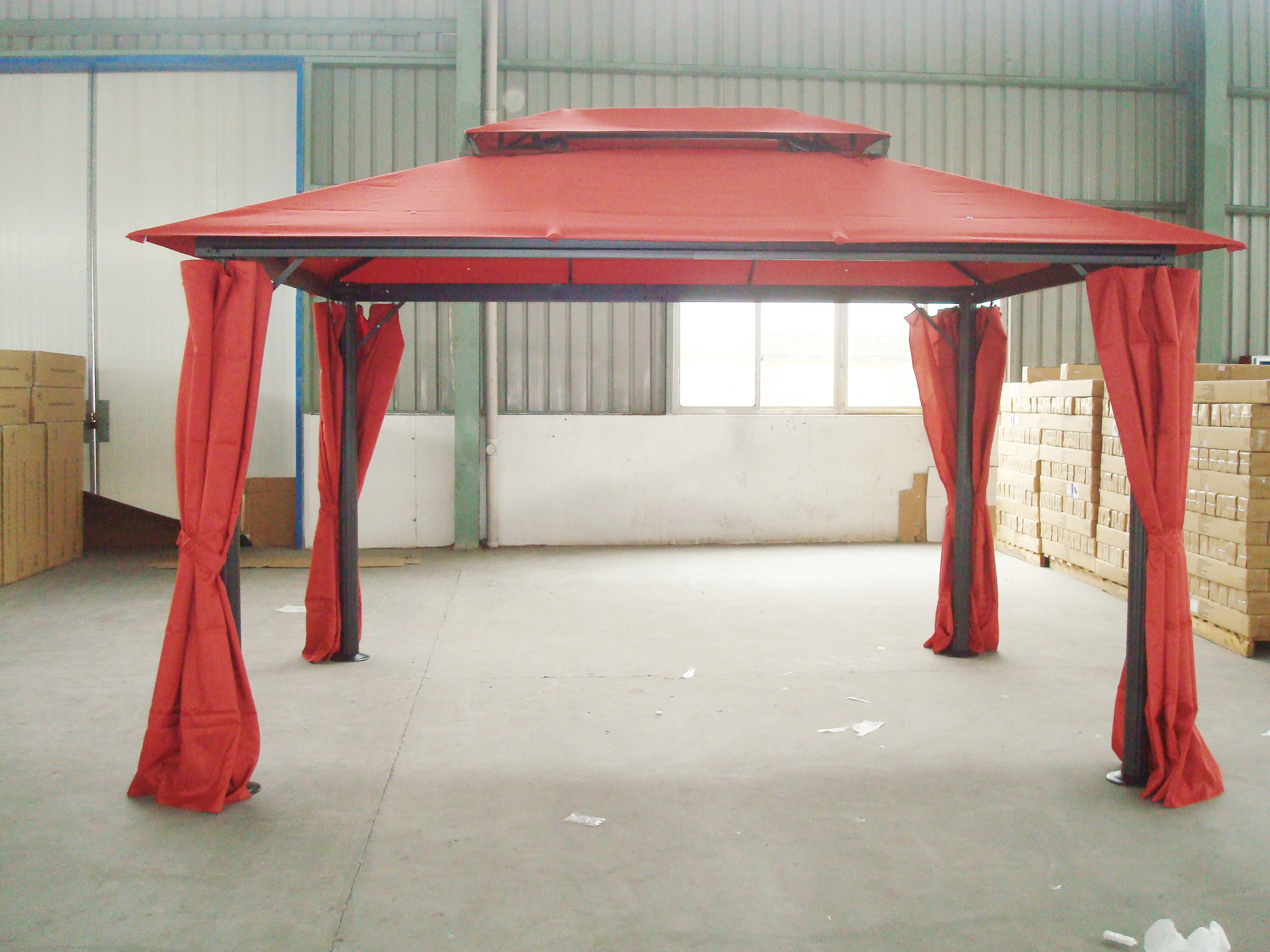 10 ft. x 13 ft. Outdoor Patio Anti-Rust Aluminum Frame Hardtop Gazebo Pavilion Event with 2 Tier Soft Top Roof and Side Curtains