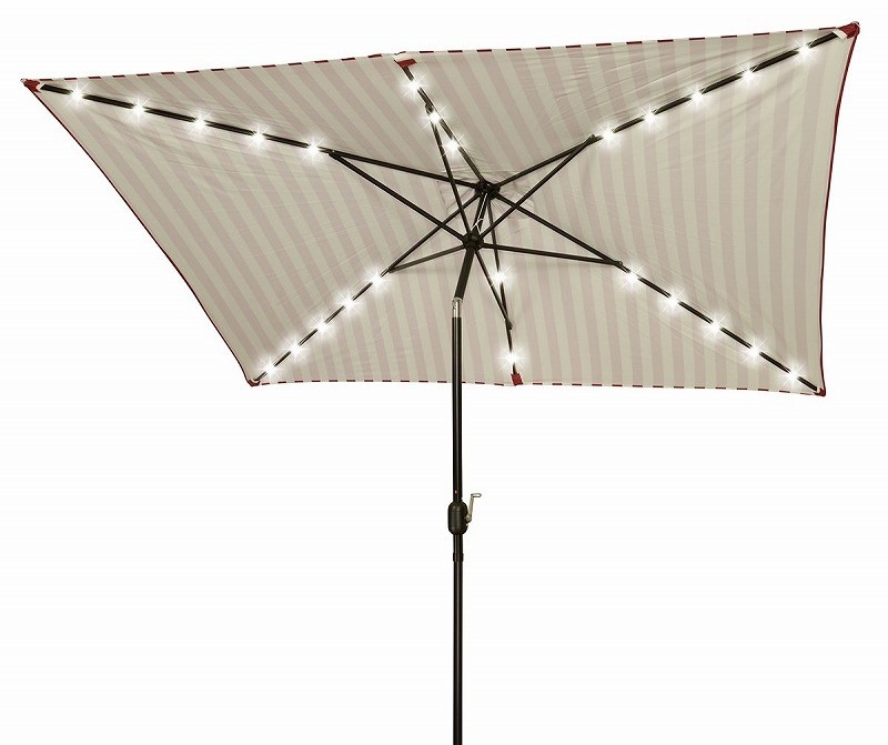 10x6.5ft Rectangular Solar Powered LED Lighted Patio Umbrella 3x2M Outdoor parasol with tilt and crank