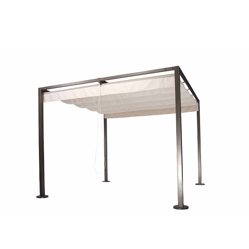 Waterproof 9.5X9.5Ft Steel Gazebo Canopy Shades Retractable Aluminum Pergola Outdoor Gazebo