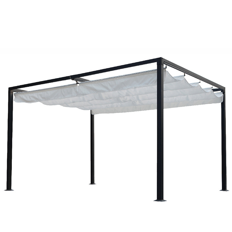 Waterproof 9.5X9.5Ft Steel Gazebo Canopy Shades Retractable Aluminum Pergola Outdoor Gazebo