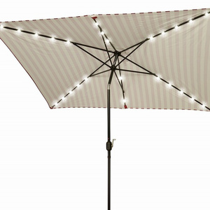 Hotel Large 10' X 6.5' Pink Rectangular Solar Powered Led Lighted Courtyard Patio Umbrella