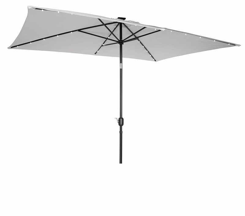 Hotel Large 10' X 6.5' Pink Rectangular Solar Powered Led Lighted Courtyard Patio Umbrella