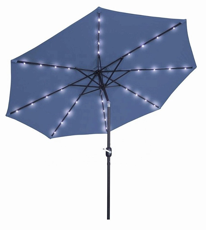 10Feet Deluxe Solar Led Lighted Patio Umbrella With Tilt Adjustment