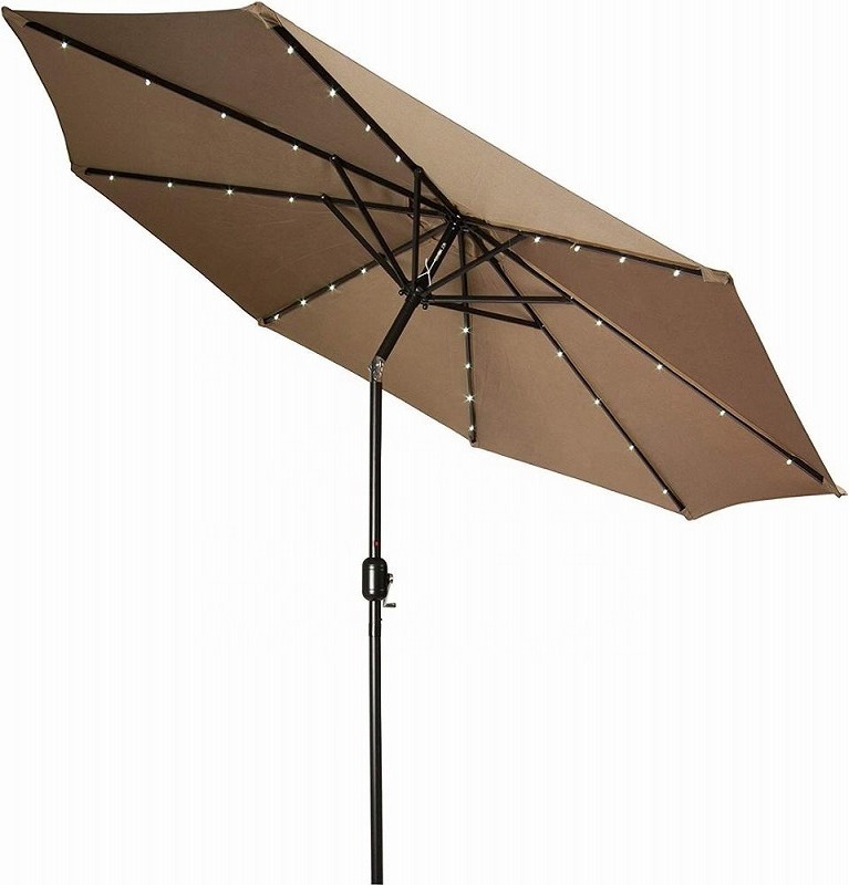 10Feet Deluxe Solar Led Lighted Patio Umbrella With Tilt Adjustment