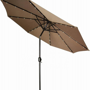 10Feet Deluxe Solar Led Lighted Patio Umbrella With Tilt Adjustment