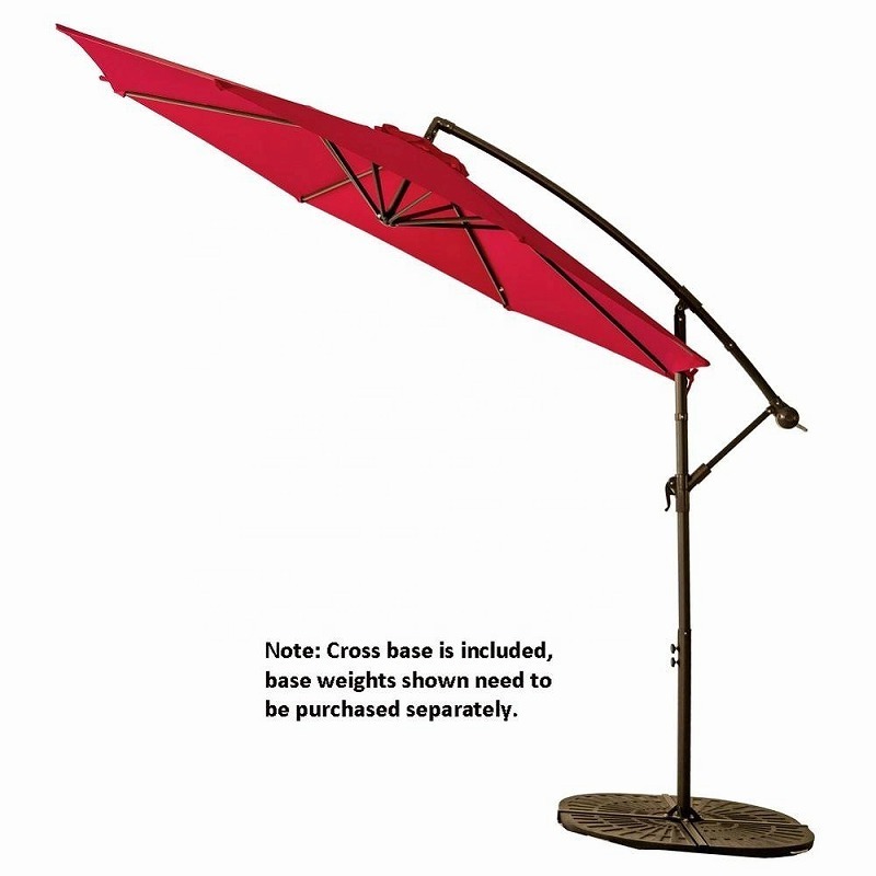 Business Sun 3 Meter Steel Frame Cranked Offset Cantilever Red Canopy Parasol Outdoor Patio Umbrella