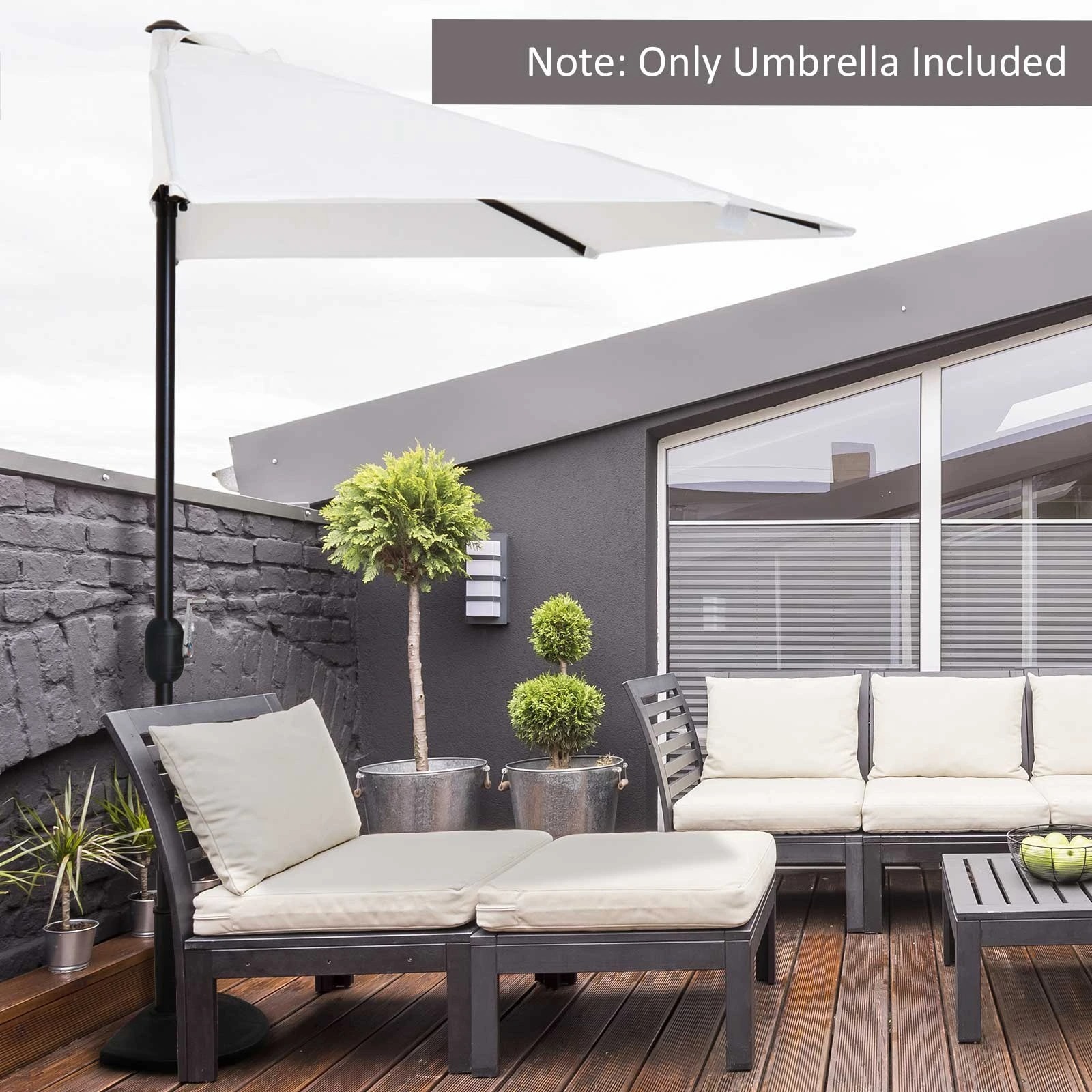 9Ft Half Round Umbrella Patio Bistro Wall Balcony Door Window Sun Shade