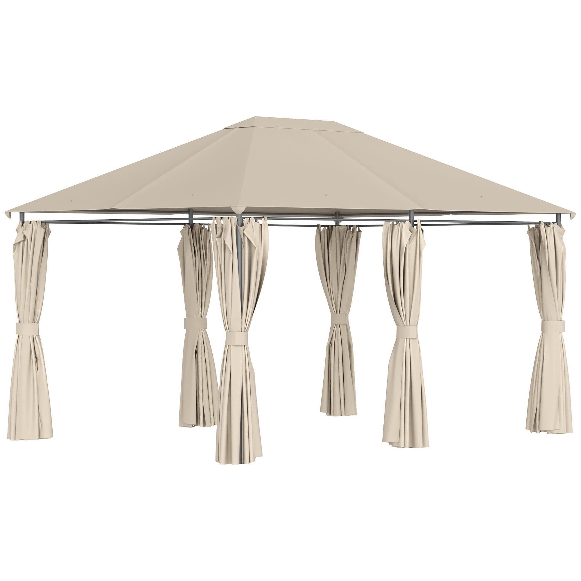 3x4M Party Garden Marquee Gazebo Outdoor Tent Sun Protection Canopy Beach Shelter with Side Curtains for Grill BBQ Deck Backyard