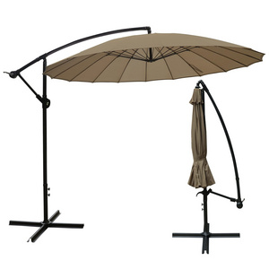 10ft Fiberglass Ribs Cantilever Umbrella Large Offset Hanging Patio Umbrella with Stand Freestanding for Backyard Poolside Lawn