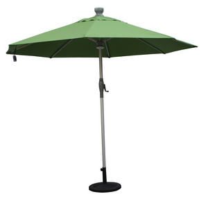 Outdoor Aluminum frame 3M Round Deluxe solar power led light sun umbrella garden parasol automatic for Opening Closing