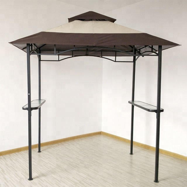 8x5feet Double Tiered Canopy BBQ Grill Gazebo With Bar Shelves