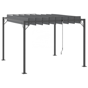 Outdoor Louvered Pergola 10' x 10' Aluminum Patio Gazebo Sun Shade Shelter with Adjustable Breathable Mesh Roof UV Resistant